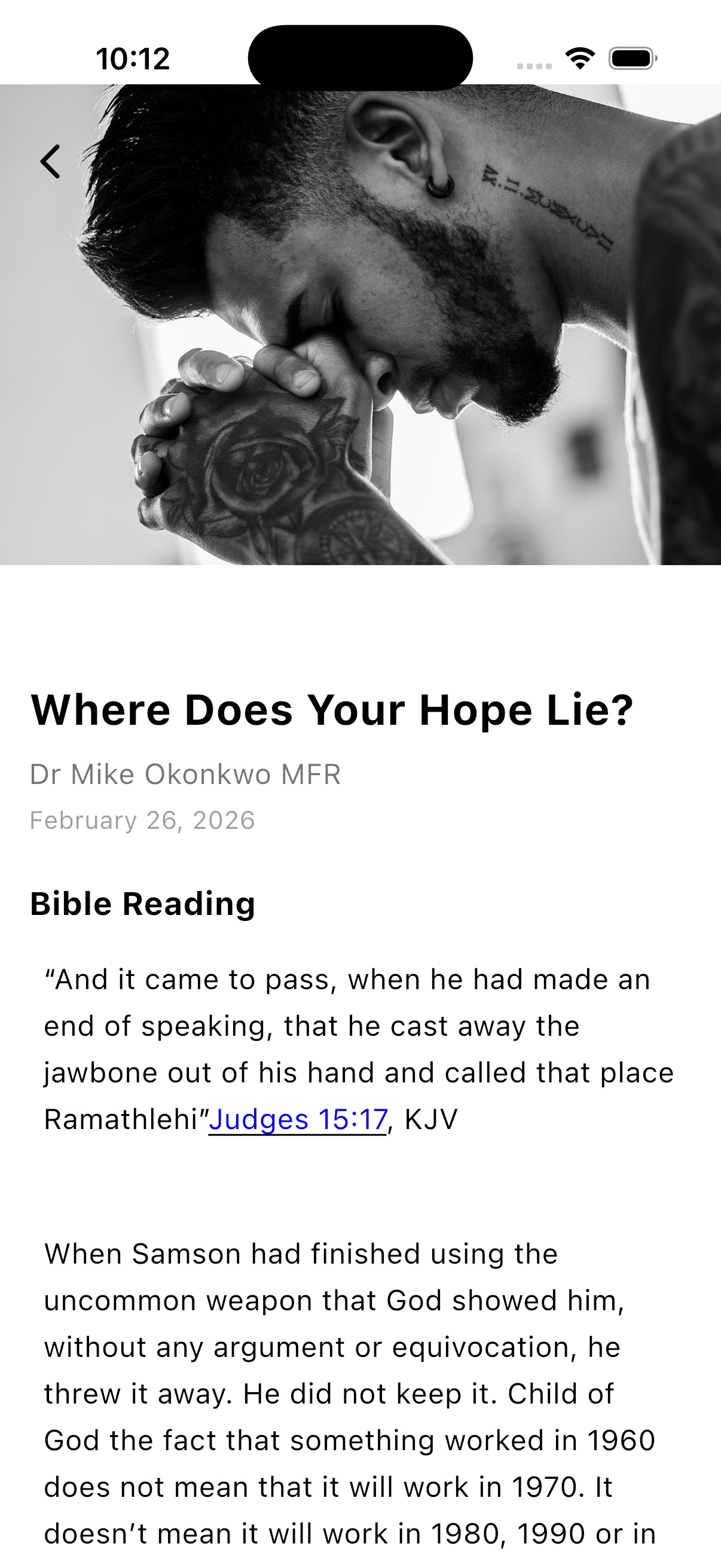 TheFaithApp mobile devotional detail view